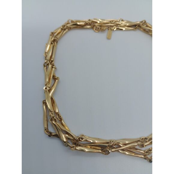 Vintage Monet Twisted Bar Link Gold Tone 54" Chain Necklace - Picture 3 of 6